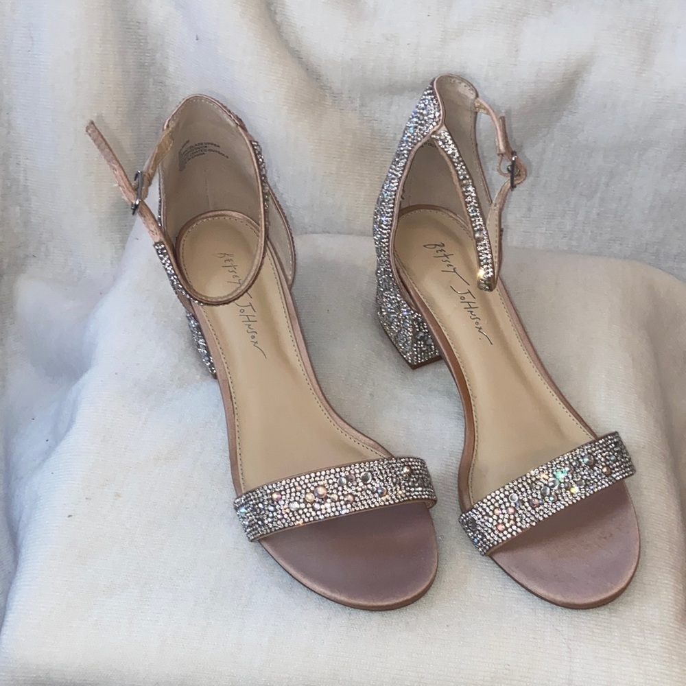 Betsey Johnson Sparkling Silver and Nude Heels